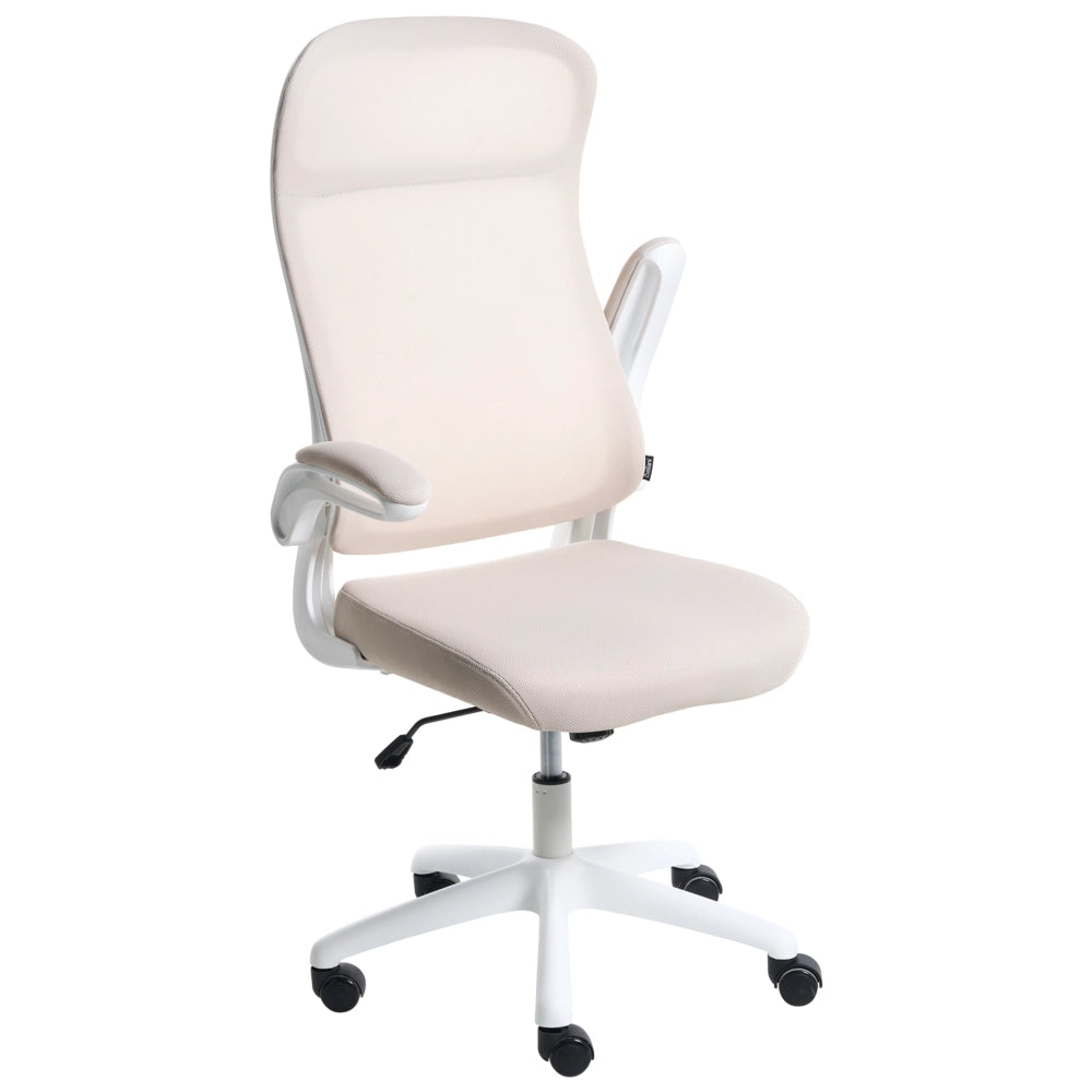 Sedia da ufficio girevole con altezza regolabile inclinabile rivestimento in tessuto beige