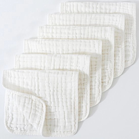 Pannolino in mussola 20" x 10", confezione da 6 - Grande, 6 strati, ultra-assorbente, cotone per lacrime di bambino e sporcizia - Leggero, sicuro e morbido pannolino per bambini maschi e femmine - Bianco