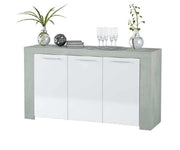 MOBILE BUFFET CREDENZA AMBIT 3 ANTE CM. 144X42X80H IN MELANINA BIANCO/CEMENTO