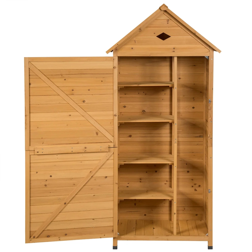 Casetta da giardino con 5 ripiani 80 x 35 x 177 cm sicura e attraente in legno di abete marrone 20_0018927