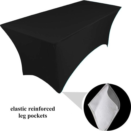 Tavolo Estensibile in Lycra 183x75x75 cm - Fatto Su Misura - Nero - Disponibile in 25 Colori