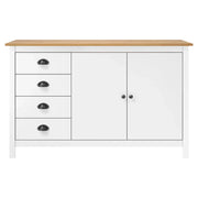 Credenza Hill Bianca 130x40x80 cm in Legno Massello di Pino 288934