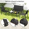 4 Pezzi Set di Mobili da Giardino, Set di Tavolo e Sedie da Esterno in Intrecciato di Vimini, Set Salotto da Giardino per Balcone Giardino Terrazzo (Nero)