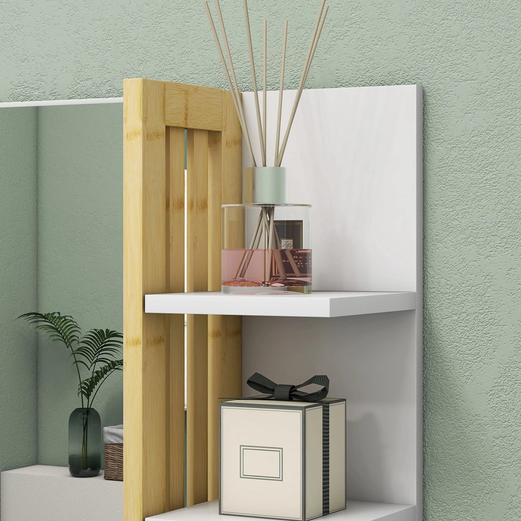 Specchio da Bagno con Ripiani Laterali e Inferiore in Bamb¨´ ¨C Zephmum ¨C Bianco 45x15x58.5 cm
