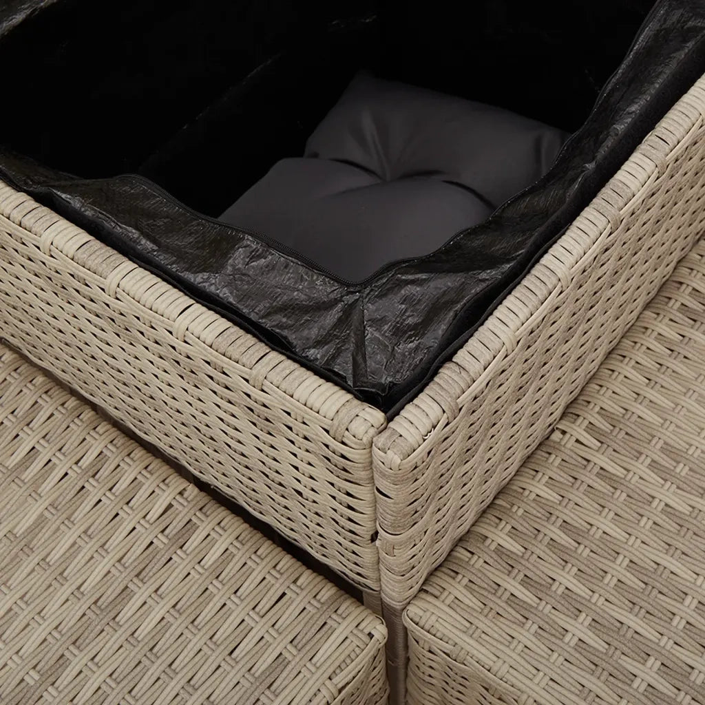 vidaXL Divano Giardino Tavolo e Cuscini a L Grigio Chiaro Polyrattan
