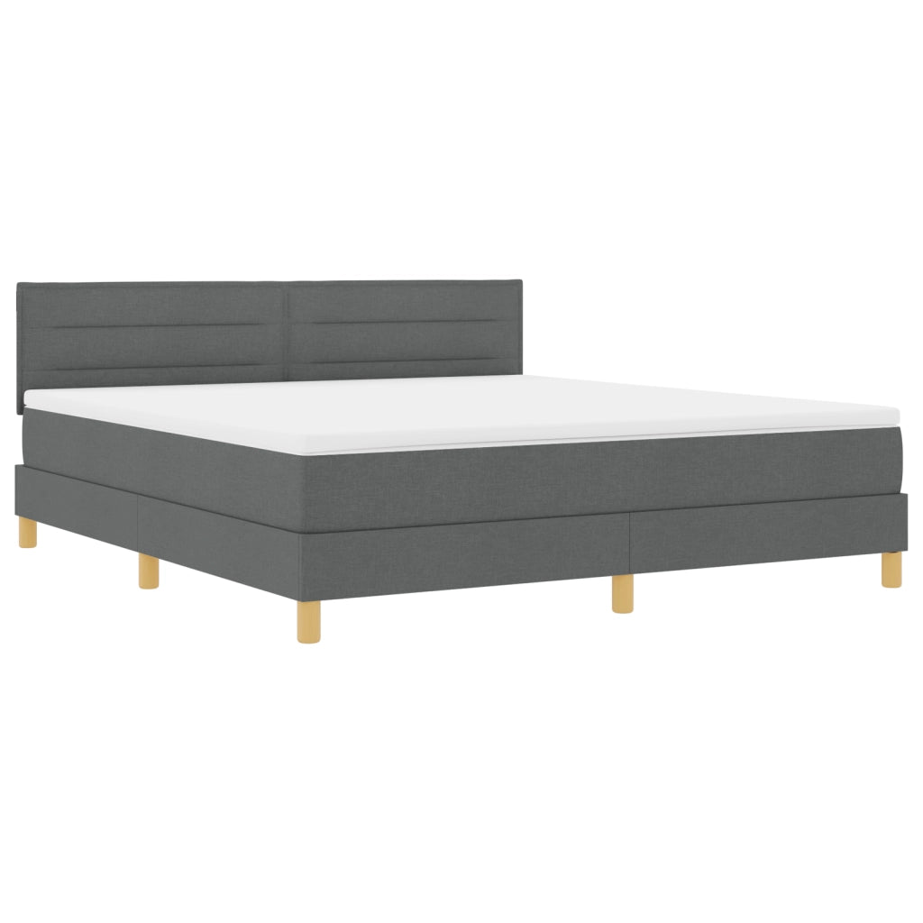 Letto con box spring e materasso grigio scuro 180x200 cm in tessuto