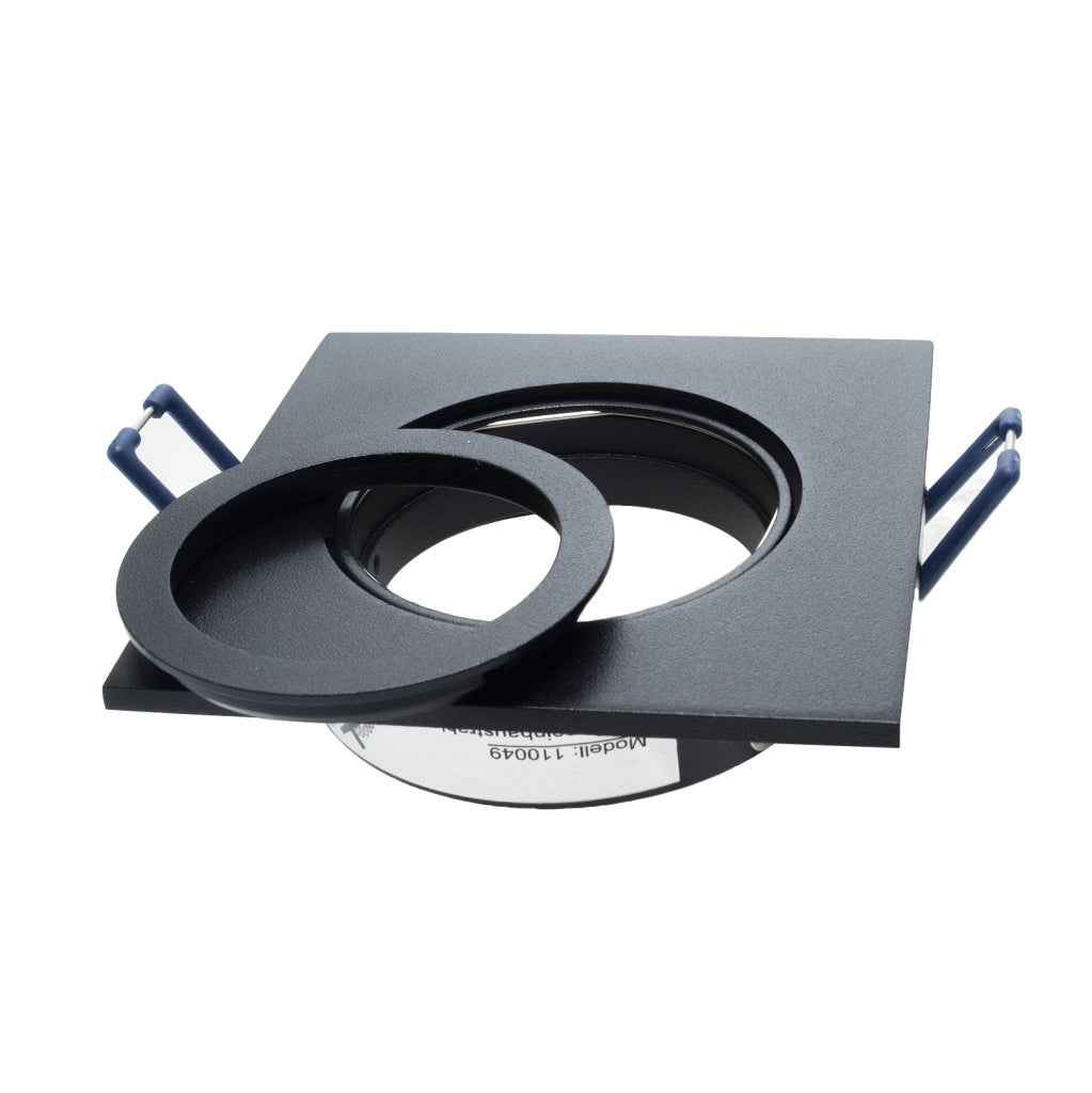 Faretto ad incasso LED 8W GU10 nero quadrato foro 70mm moderno orientabile luce soffitto negozio vetrina NERO 3000K