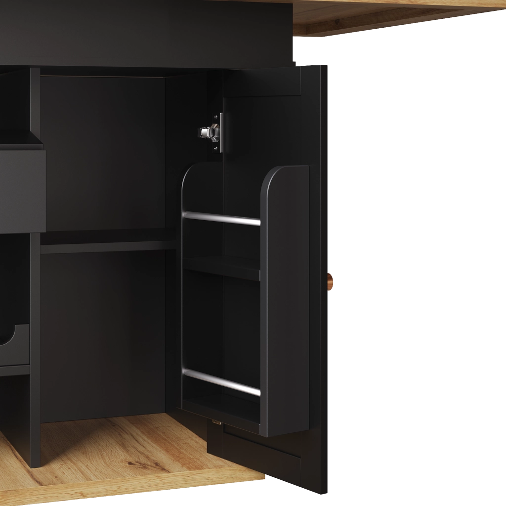 Tavolo allungabile 110-140x80x75 cm;in MDF e metallo; nero e naturale