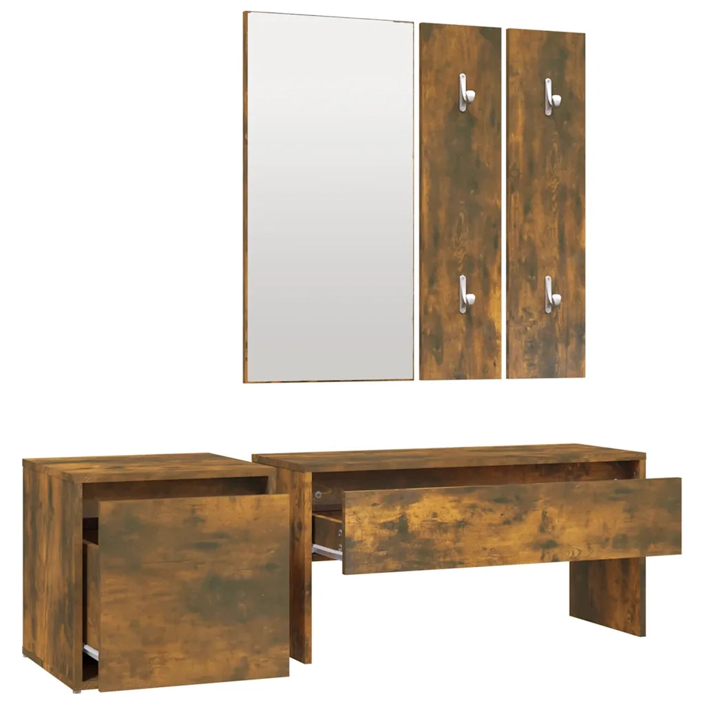 Set di Mobili da Corridoio Rovere Fumo in Legno Multistrato 3120194