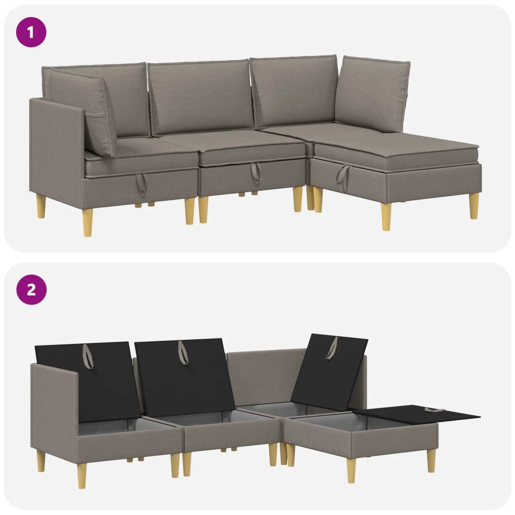 Set di mobili per il soggiorno 4 pcs Tortora Tessuto 3413705