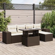 Set Divano da Giardino 6 pz con Cuscini Marrone in Polyrattan 3326784