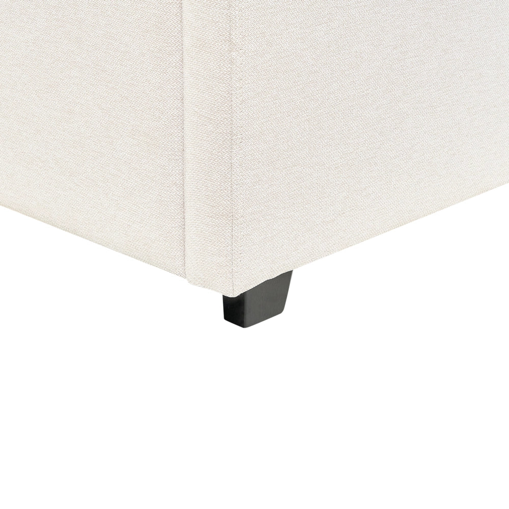 Letto matrimoniale contenitore minimalista beige chiaro 160 x 200 cm stile retrò minimalista