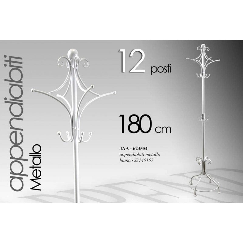 Appendiabiti in ferro bianco cm 24 x 180 h