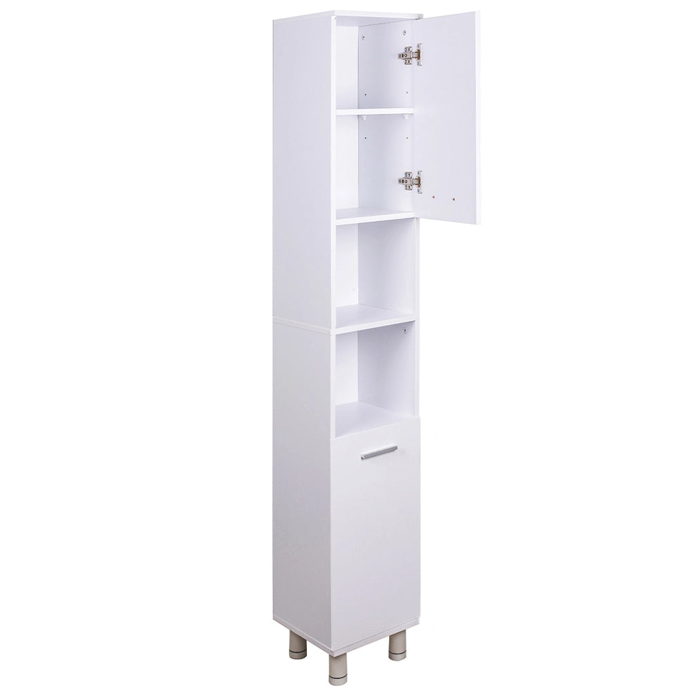Mobile Colonna Armadietto Salvaspazio da Bagno 4 Ripiani Interni 2 Ante H179cm