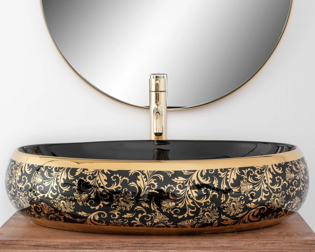 Lavabo Da Appoggio Rea Meryl Black / Gold