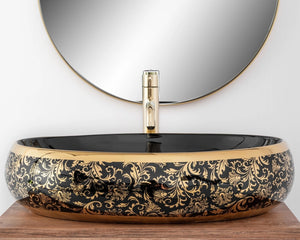 Lavabo Da Appoggio Rea Meryl Black / Gold