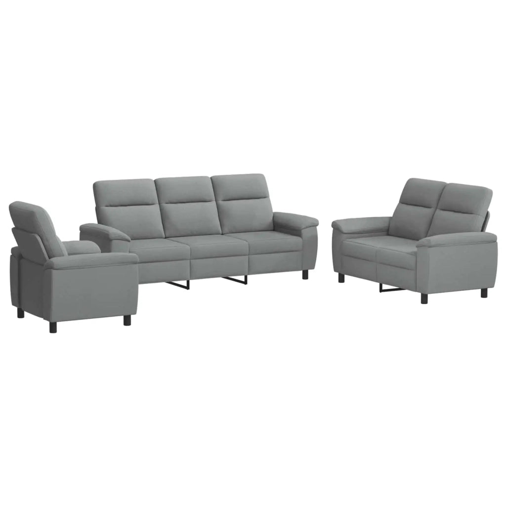 Set di divani 3 pcs Grigio Chiaro Tessuto 3430666
