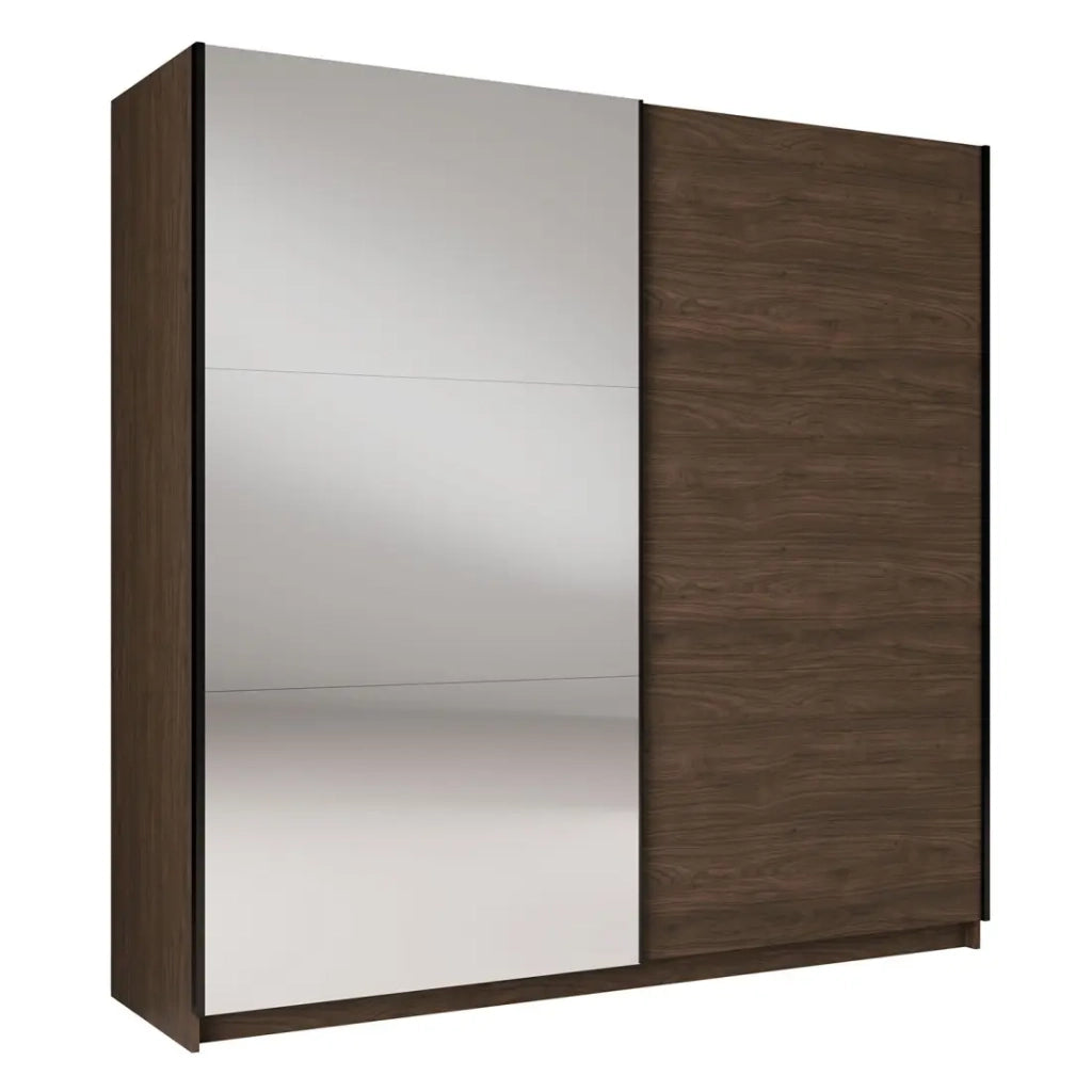 Armadio ARSALA 200 cm noce con specchio e porte scorrevoli design