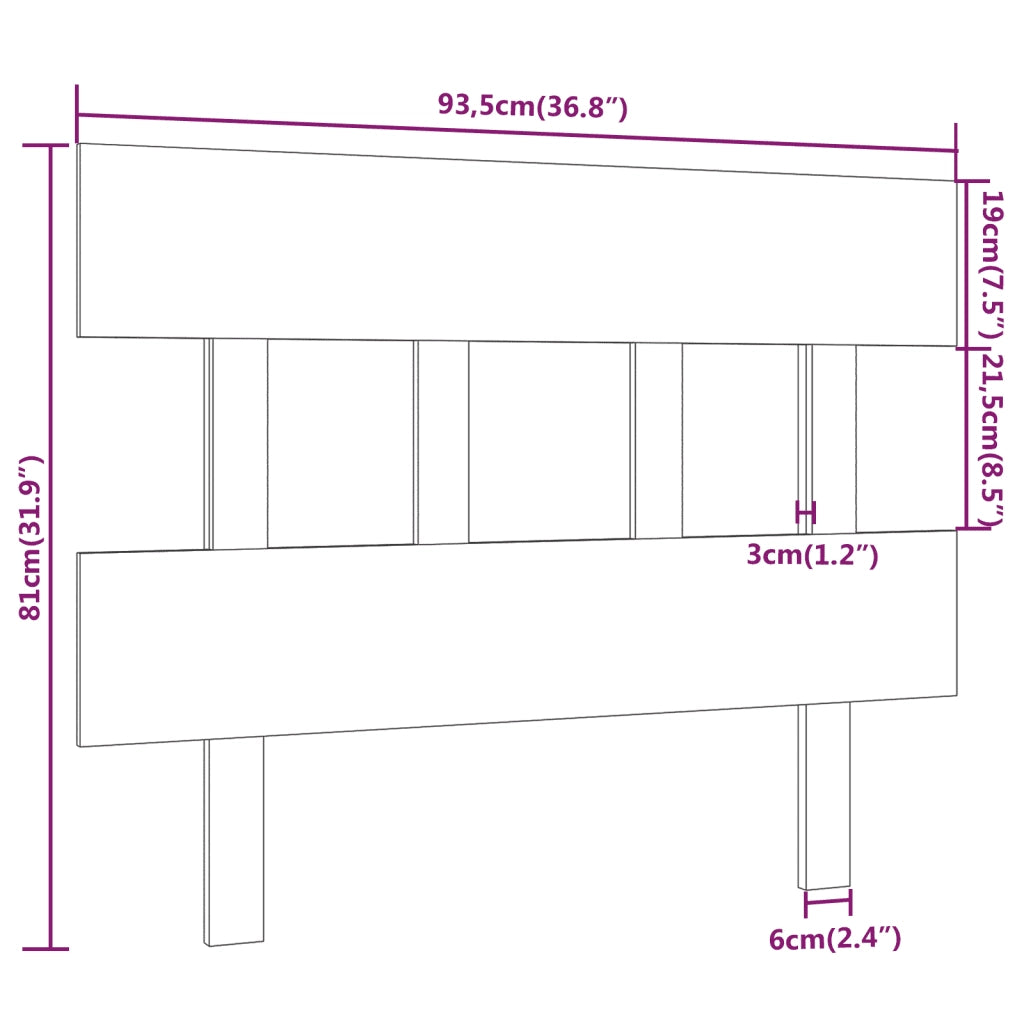 Testiera per Letto ambra 93,5x3x81 cm in Legno Massello di Pino