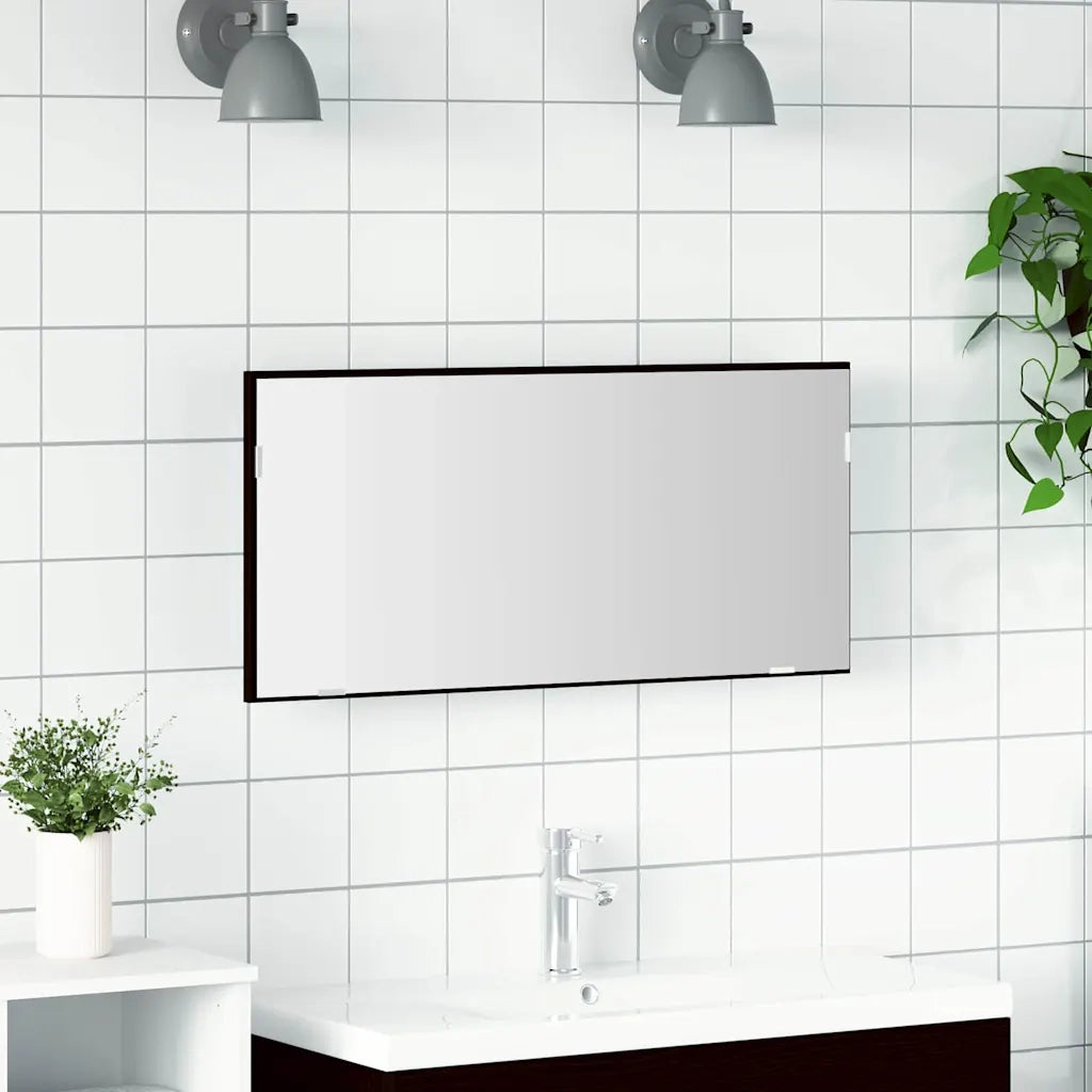 Specchio-Specchio Decorativo Rovere nero 80 x 37 cm Vetro e Legno Ingegnerizzato