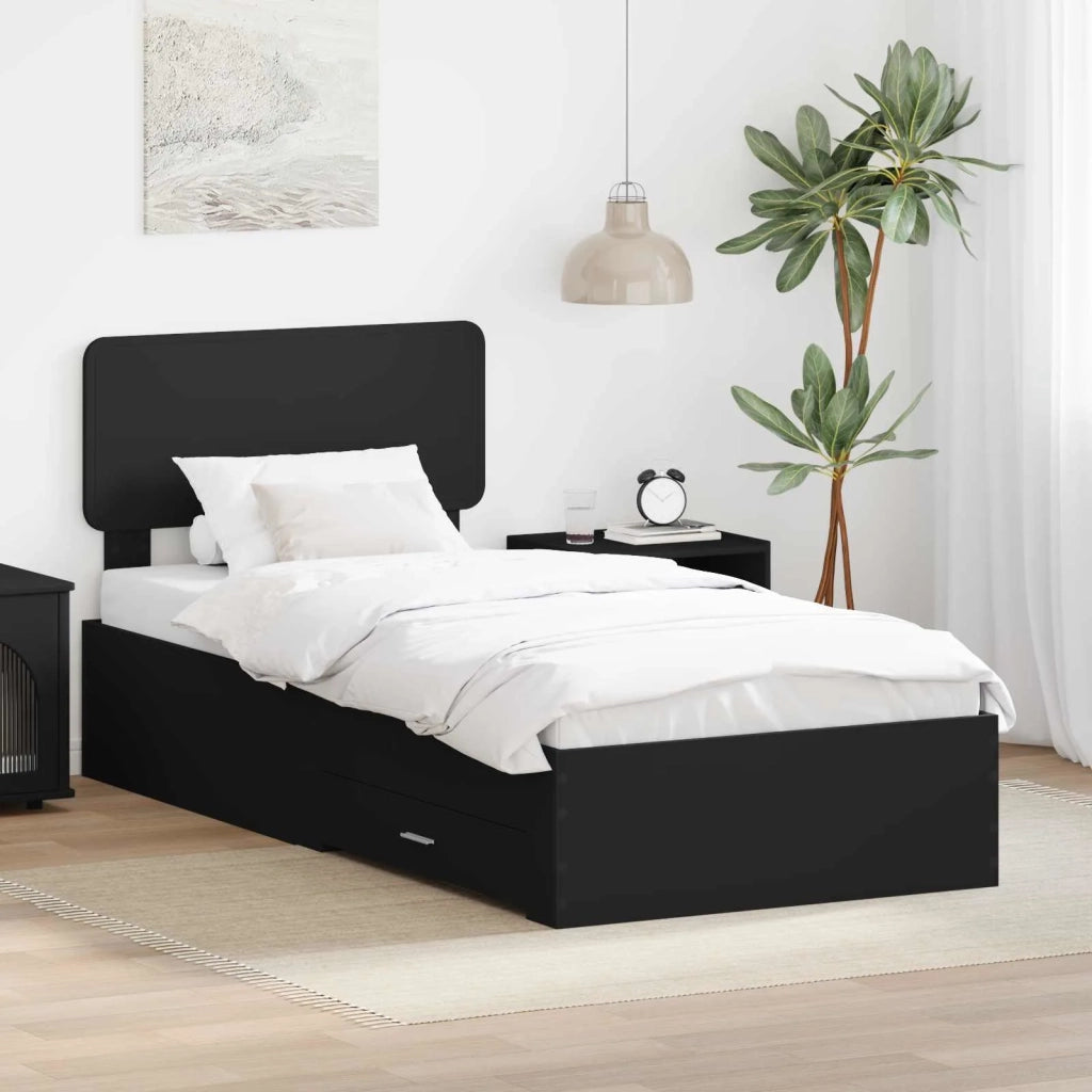 Struttura del letto Nero 100 x 200 cm Legno multistrato