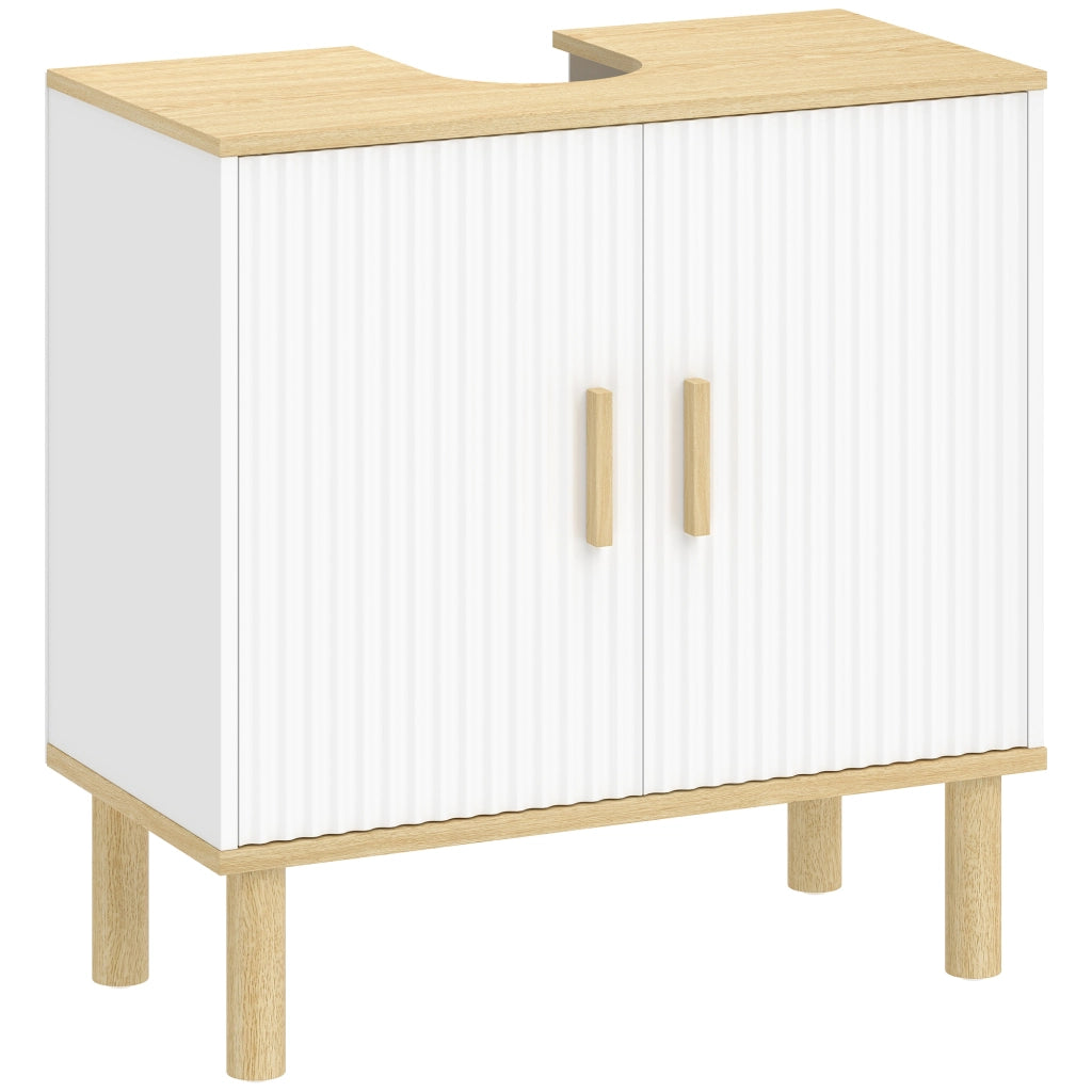 Mobile Sottolavabo Bagno con 2 Ante e Ripiano Regolabile ¨C Zephmum ¨C Bianco 60x30x61