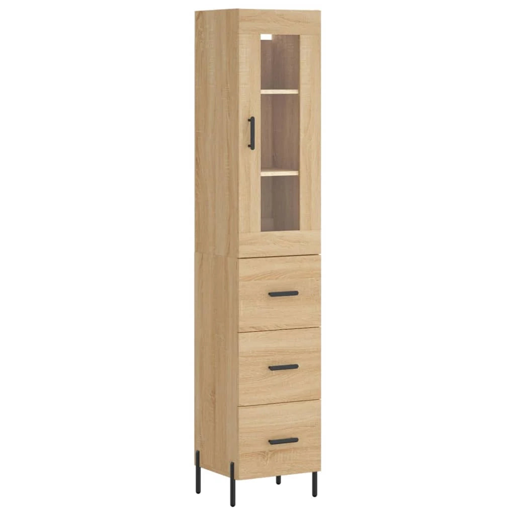 Buffet credenza cassettiera armadio mobile contenitore organizer cucina soggiorno salotto rovere Sonoma alto 34,5 x 34 x 180 cm legno ingegnerizzato marrone 02_0033966