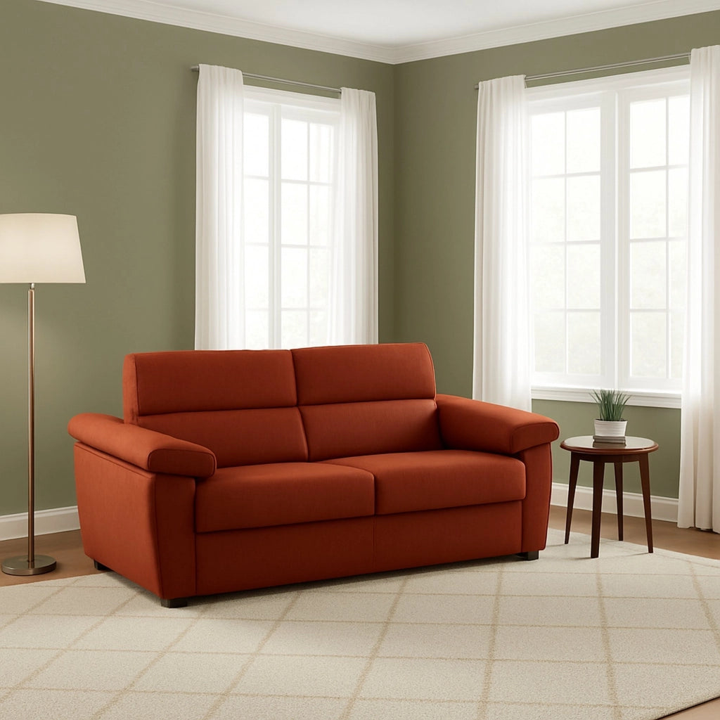 Fisciano, Divano Letto 2 Posti Sfoderabile Made in Italy, 205x95 cm Arancione