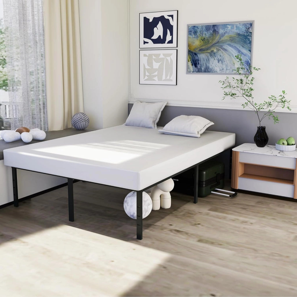 Telaio letto 140 x 200 cm, in metallo, con rete a doghe, letto matrimoniale, letto per ragazzi e ragazzi, in metallo, per camera da letto, camera degli ospiti