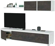 Parete Attrezzata Mobile Soggiorno Tv Con Mensola E Modulo Sospeso Per Salotto Sala Da Pranzo Design Moderno 200 X 41 X 43 Cm Colore Bianco/Ossido