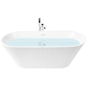 Vasca da bagno freestanding in acrilico bianco 170 cm design moderno con bordi scanalati forma ovale