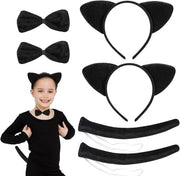 6 set di orecchini per gatto cappello per animali costume unisex costume da festa accessori orecchini per gatto a strisce con coda per festa di travestimento costume da gatto cosplay