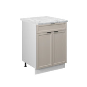 Mobiletto base per cucina Fame-Line GrigioBeige/Bianco 60 cm con cassetto, PL Marmo Vicco
