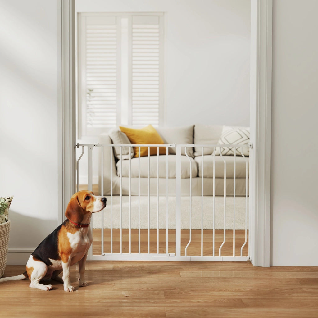 Cancelletto Sicurezza per Cani ¨C zephmum ¨C Acciaio e ABS, 75-115cm, Bianco