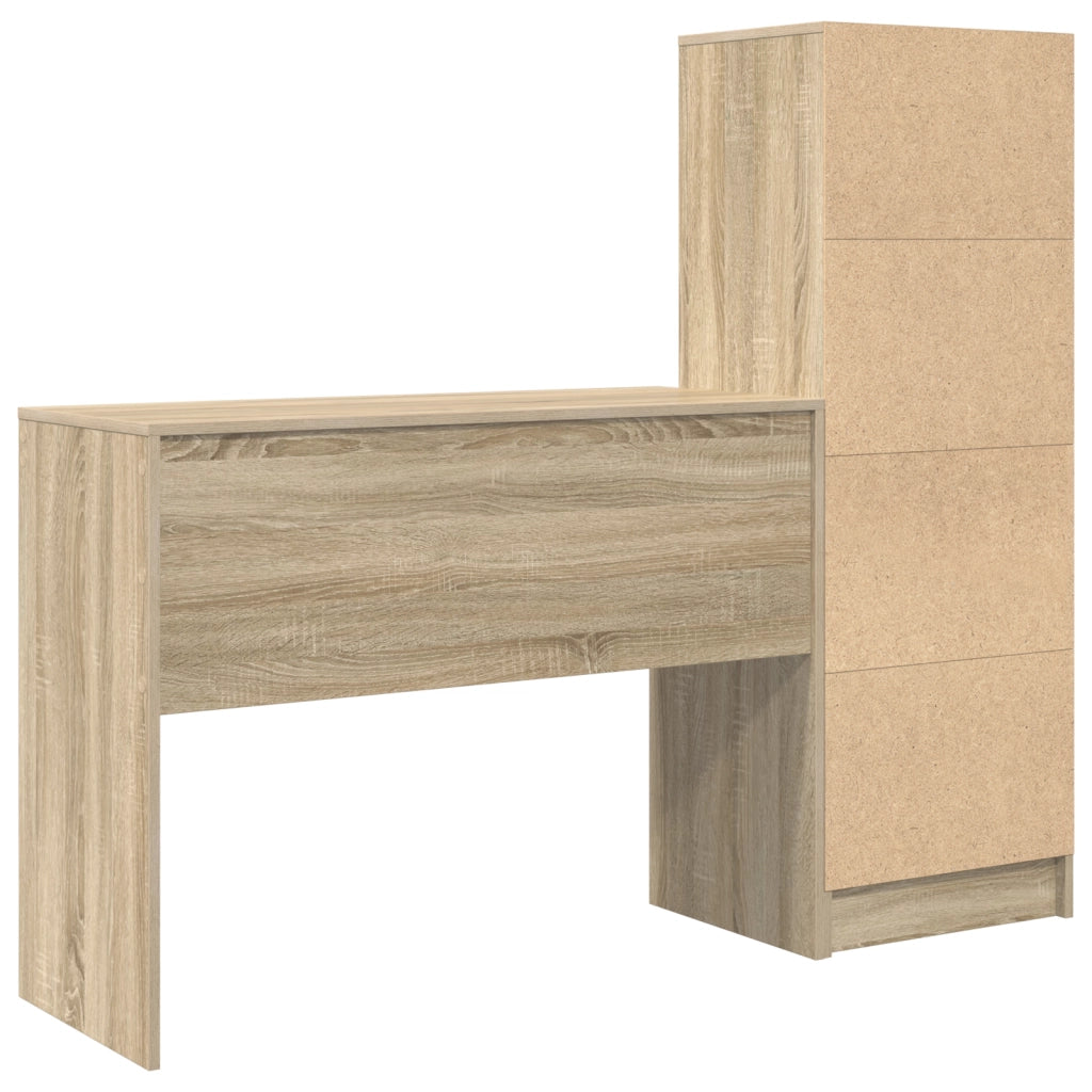 Scrivania con archiviazione rovere sonoma legno ingegnerizzato