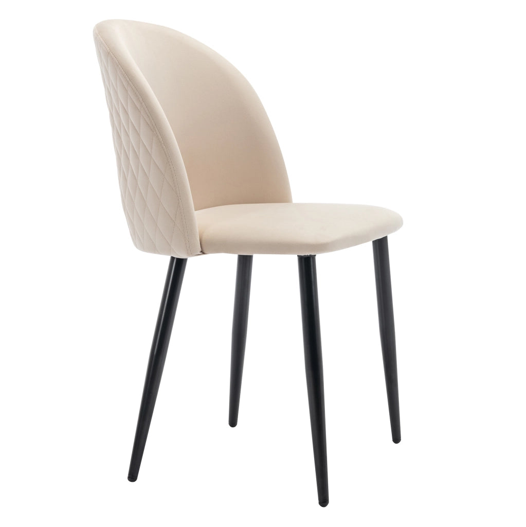Set di sedie imbottite in velluto beige con piedi regolabili