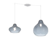 Lampadario Contemporaneo Dress Metallo Bianco Vetro Blu 2 Luci E27