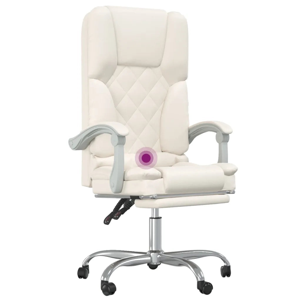 vidaXL Poltrona da Ufficio Massaggiante Reclinabile Crema Similpelle