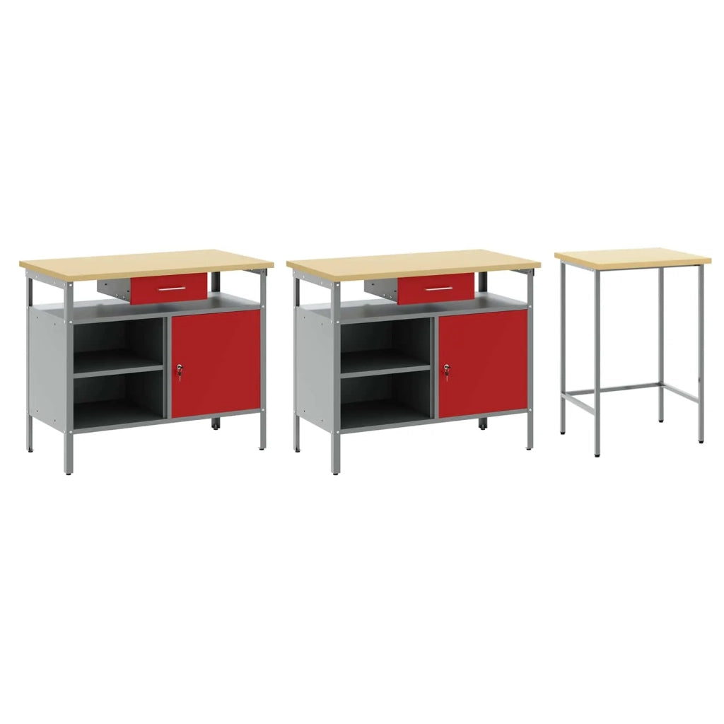 Set banco da lavoro con cassetto con blocco 3 pcs Nero e Grigio 3321396