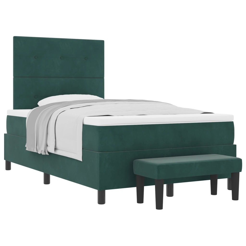 Letto Box Spring e Materasso Verde Scuro 120x190 cm Velluto