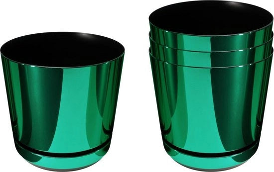 Piatto con ciotola 16 cm diametro modello 087 - Luccicante Verde - Set da 4 - Stile glamour rustico moderno
