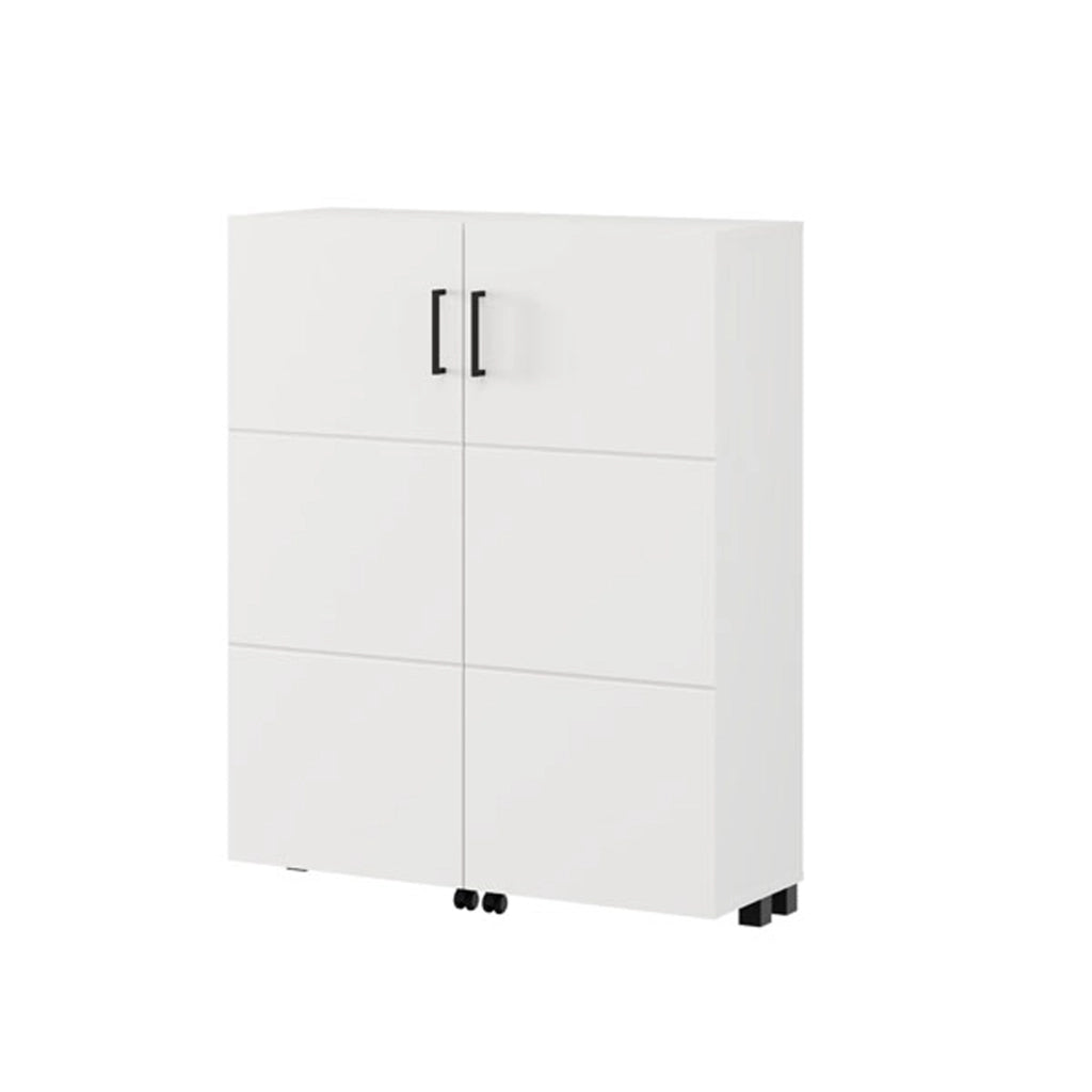 Mobile Portascarpe Ystad, Scarpiera 9 Ripiani, 92x33x113h cm Bianco Opaco