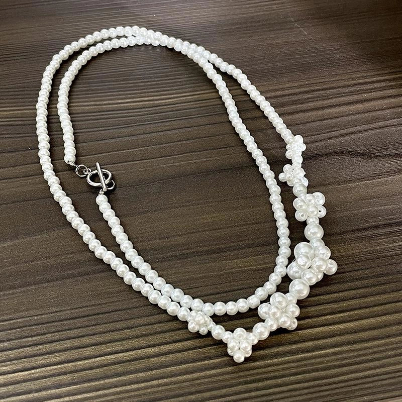 Collana vintage fatta a mano con perle e fiori, regalo di Natale o di compleanno.