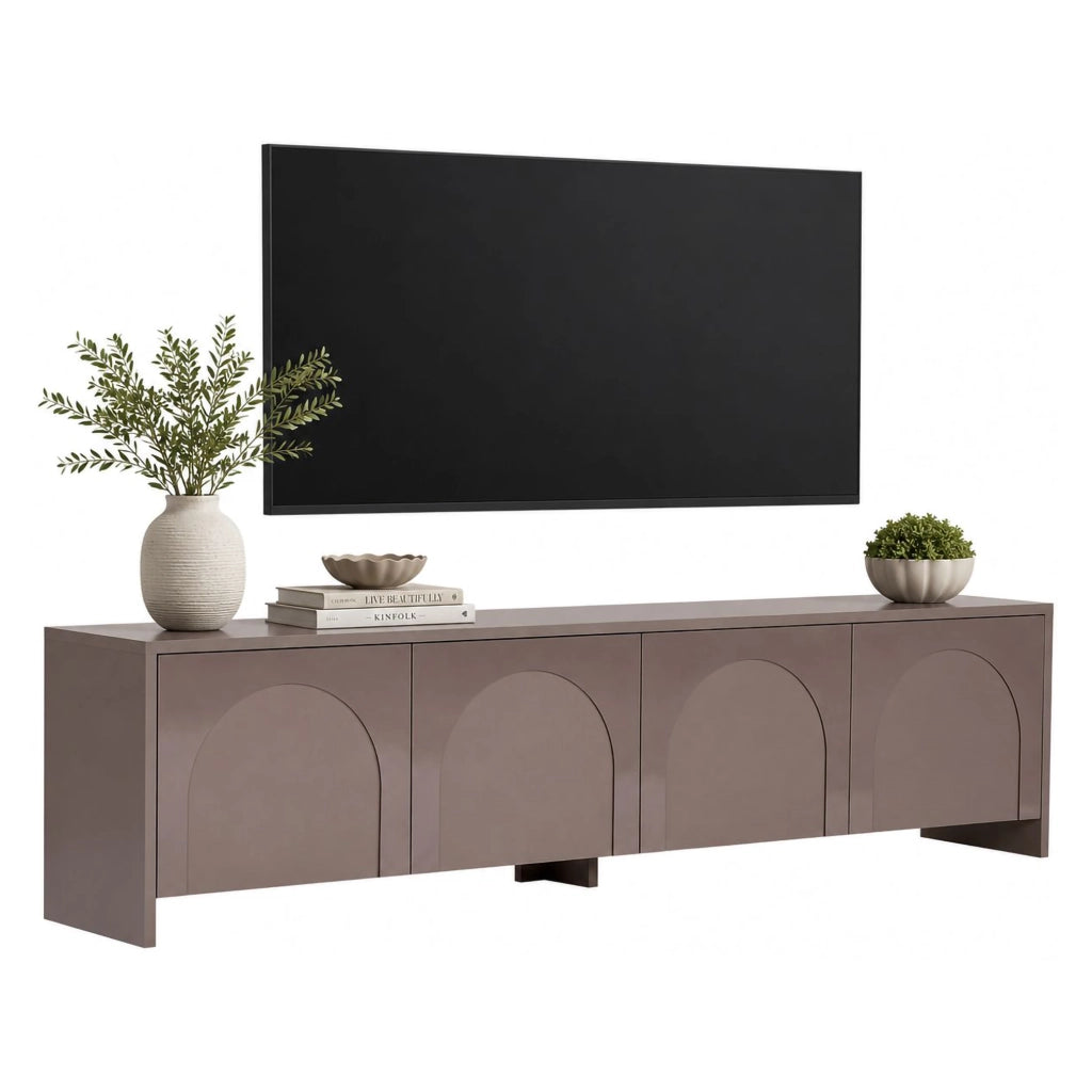 Noma, Mobile Porta tv Apertura a Ribalta, 180x32x45h cm Marrone Bronzo