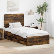 Struttura del letto con cassetto Rovere fumé 75 x 190 cm 3412648