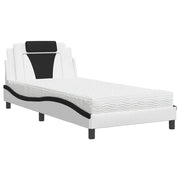 Letto singolo | Letto per adulti | Letto Viana con Materasso Bianco e Nero 100x200 cm in Similpelle
