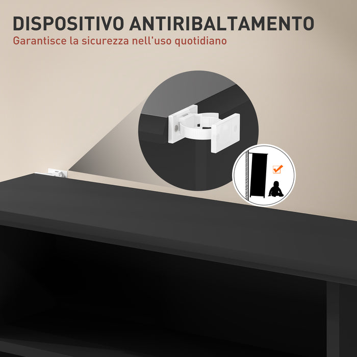 Libreria Porta CD e DVD 58x24x124,5 cm con 6 Ripiani Regolabili Nero