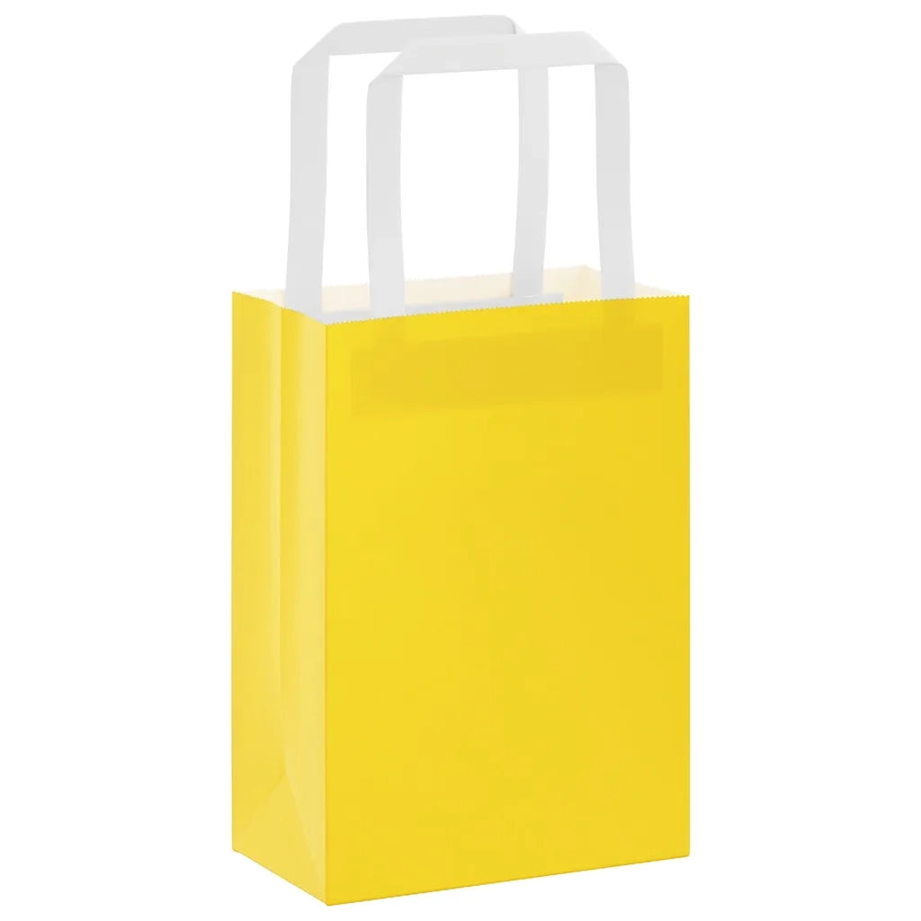 vidaXL Sacchetti di Carta 250 pz con Manici Gialli 15x8x21 cm