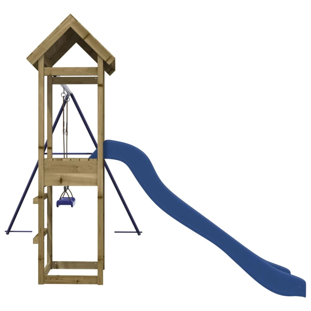 Area giochi all'aperto con altalene scivolo e robuste strutture per arrampicarsi  giochi da giardino 238 x 315 x 194 cm legno di pino impregnato 02_0004739