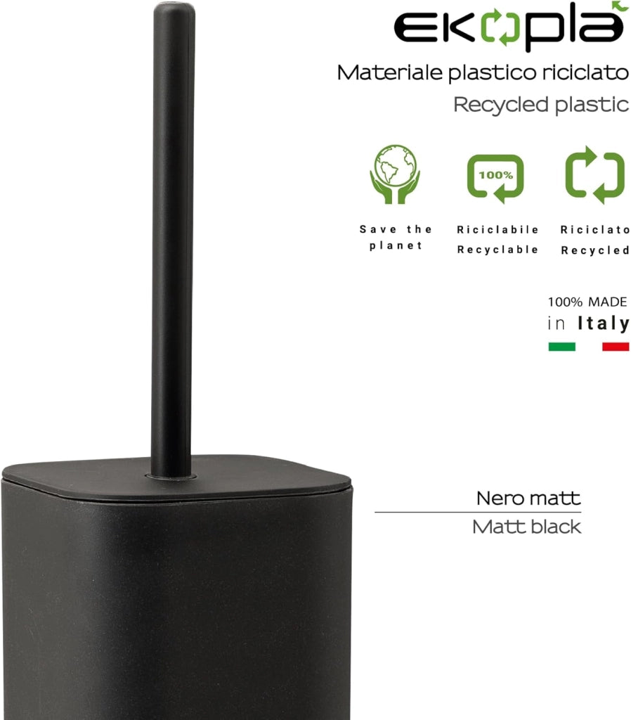 PORTA SCOPINO WC DA APPOGGIO IN RESINE TERMOPLASTICHE RICICLATE MODELLO EKOPLA' - DIM. CM (LXPXH): 9X9X38,8 - NERO  - GDY